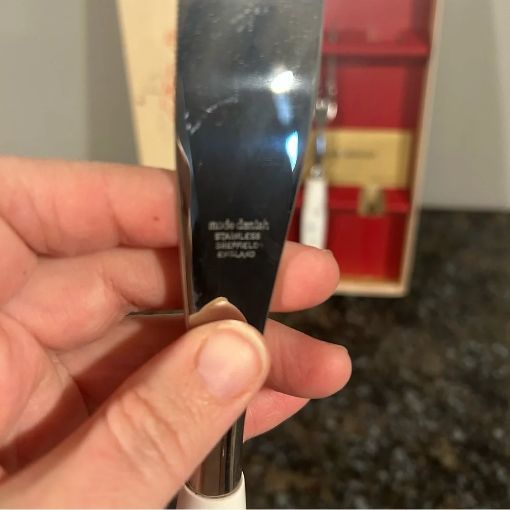 MID CENTURY MODE DANISH Regent SHEFFIELD FORK KNIFE CARVING SET 2 PC Starburst